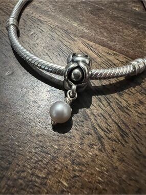 Pandora sterling silver my wish grey pearl charm retired
